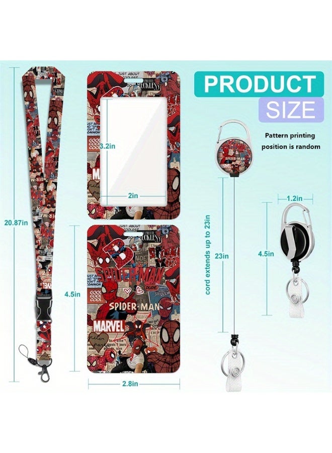 MARVEL 3-in-1 Marvel Red Spider-Man Logo Plastic ID Holder with Lanyard, Retractable ID Roller, Keychain, and Extension Chain - Suitable for workers, students, bus drivers, doctors, nurses, etc. - Image 5